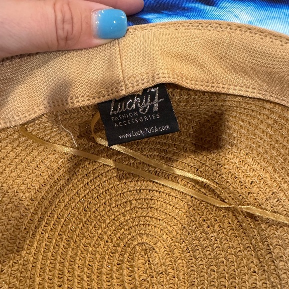 Lucky Tan and Blue Tie-Dye beach Hat - Picture 3 of 4